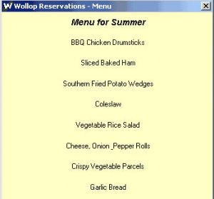 Reservation menu